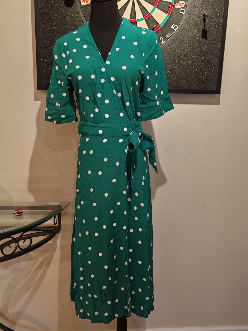 &Other Stories Green Polka Dot Midi Wrap Dress. - Picture 11 of 12